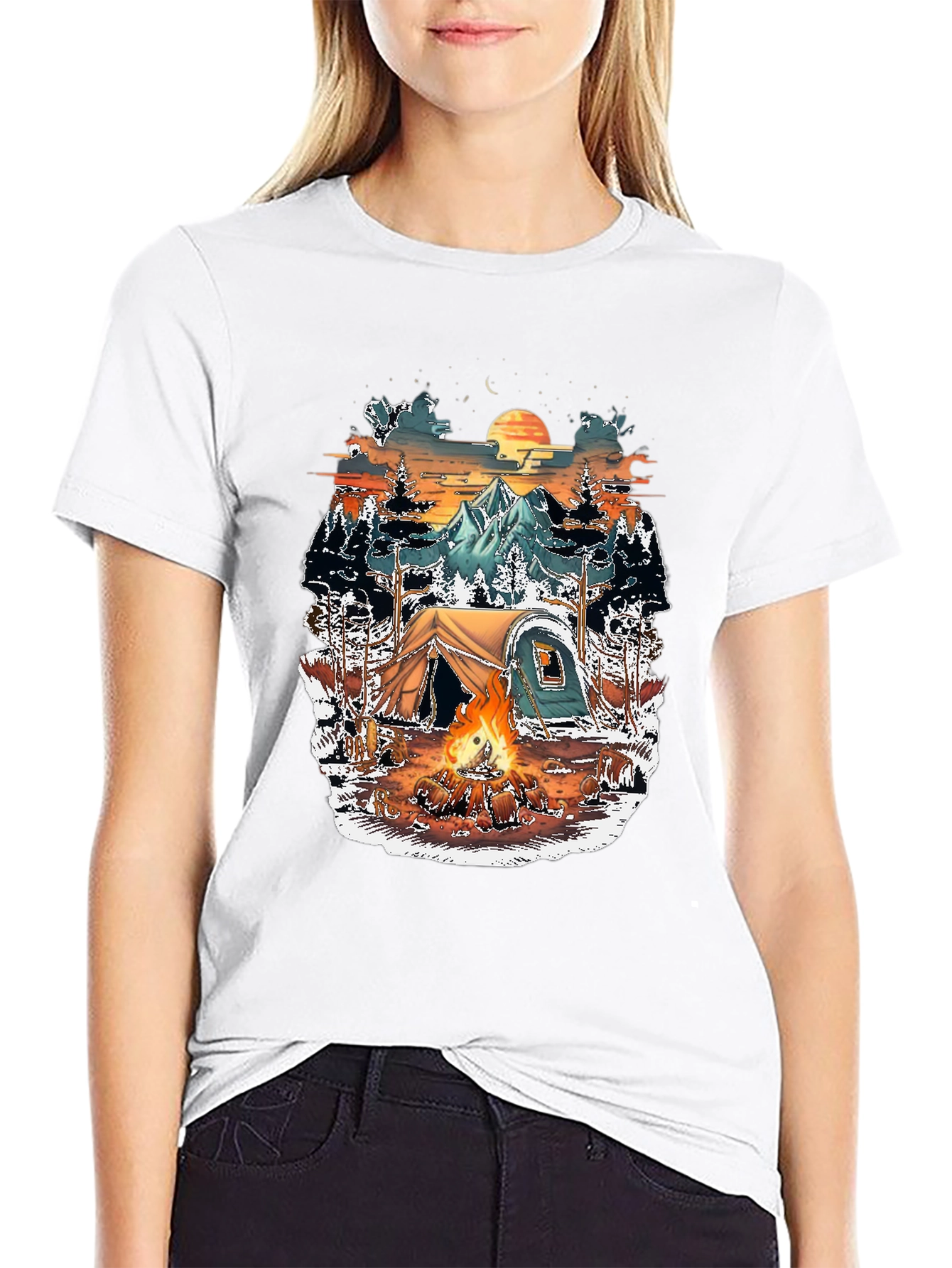 Camping Adventure Graphic Tee - Black