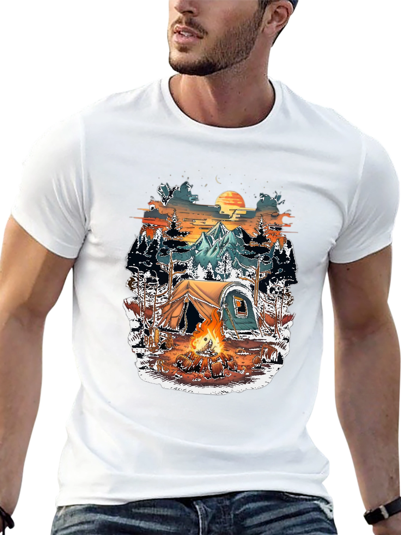 Camping Adventure Graphic Tee - Black