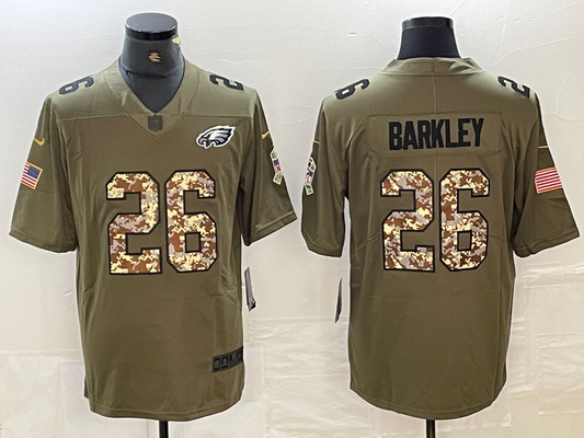 Men's Philadelphia Eagles Saquon Barkley #26 Olive Game Player Jerseys