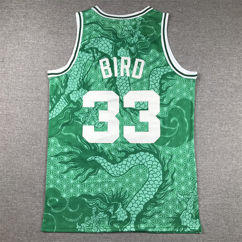 Men's Boston Celtics Larry Bird #33 Green Year of Dragon Edition Swingman Jerseys