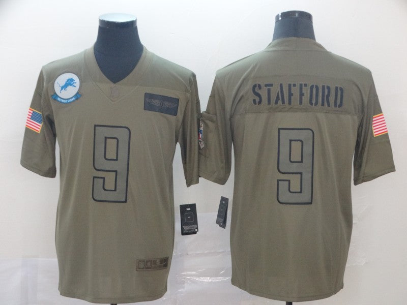 Men's Detroit Lions Matthew Stafford #9 Brown Game Jerseys