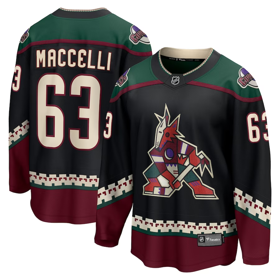 Men's Arizona Coyotes Matias Maccelli #63 Black Home Breakaway Jerseys