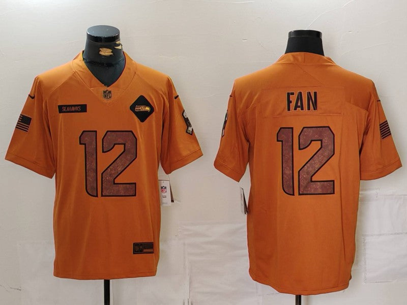 Men's Seattle Seahawks 12s Brown 2023 Salute To Service Limited Jerseys