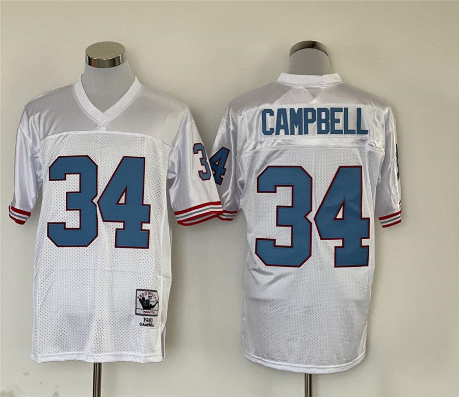 Men's Tennessee Oilers Earl Campbell #34 White Legacy Replica Jerseys
