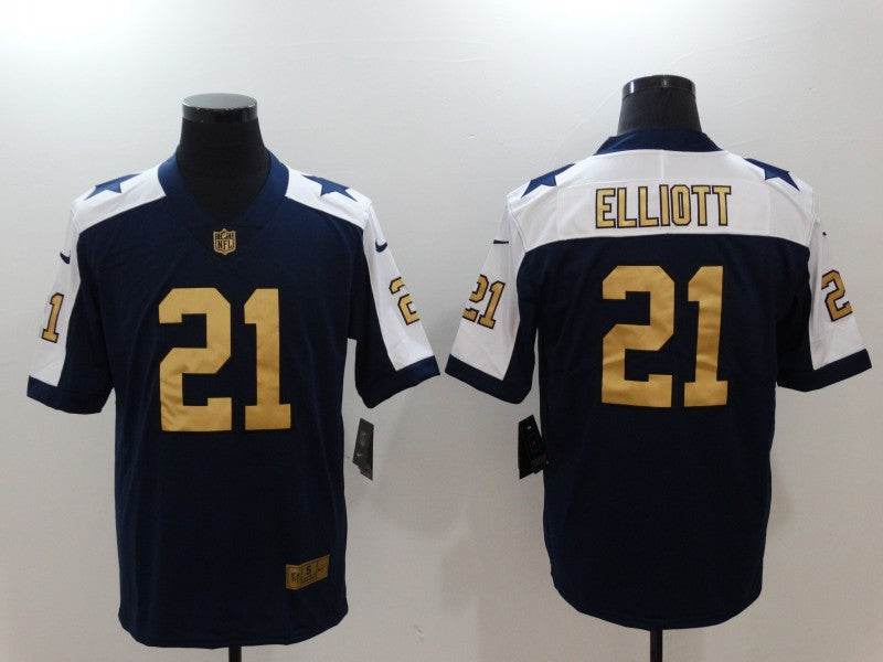 Men's Dallas Cowboys Ezekiel Elliott #21 Navy Game Jerseys