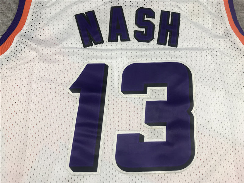 Men's Phoenix Suns Steve Nash #13 White 1996-97 Throwback Stitched Jerseys