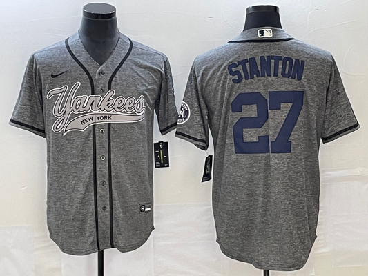 Men's New York Yankees Giancarlo Stanton #27 Gray Game Jerseys Joint Edition