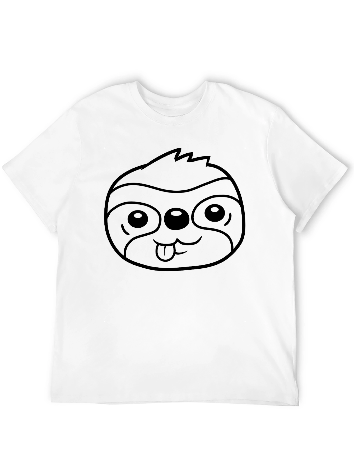 Cute Sloth Face Graphic Tee - Black