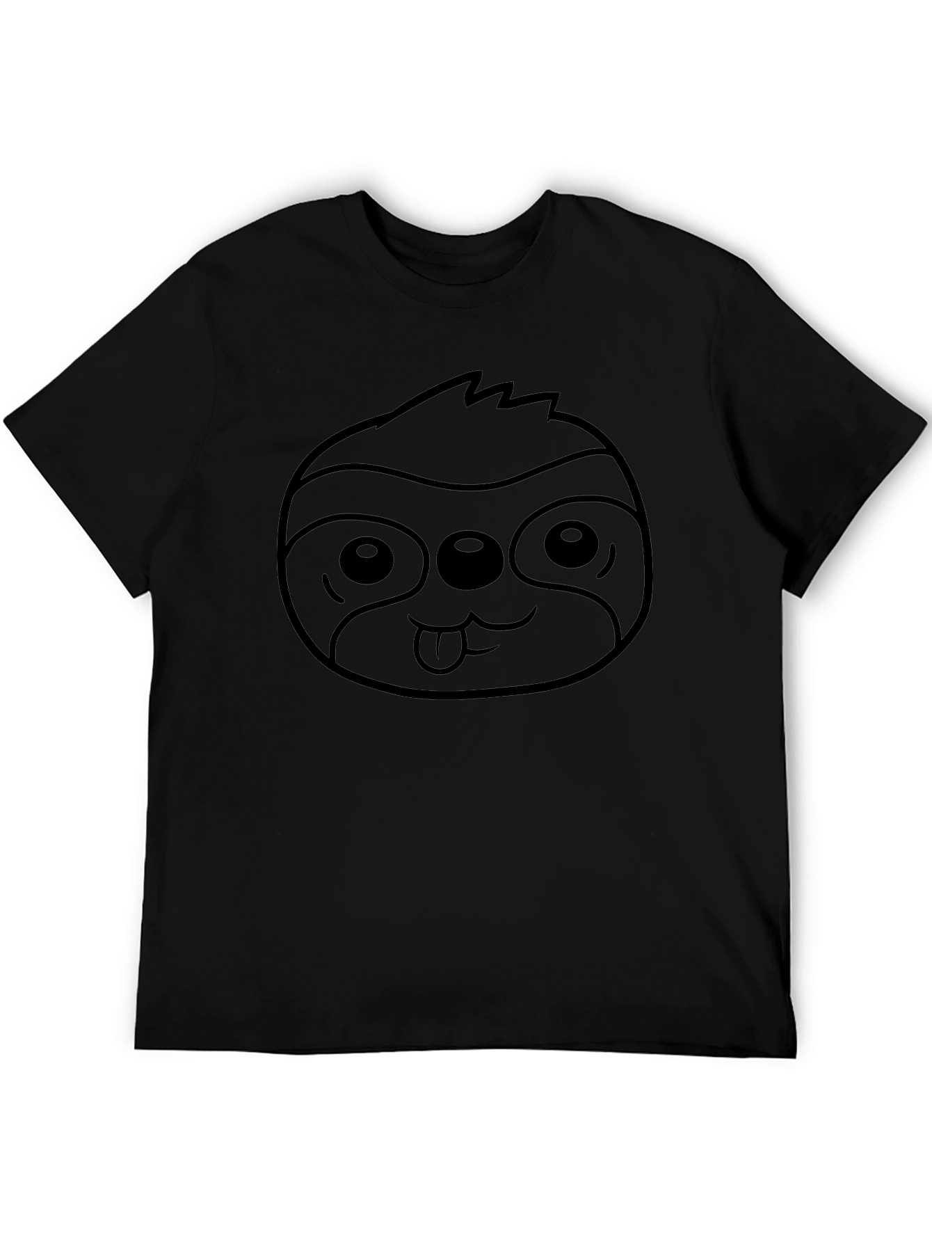 Cute Sloth Face Graphic Tee - Black