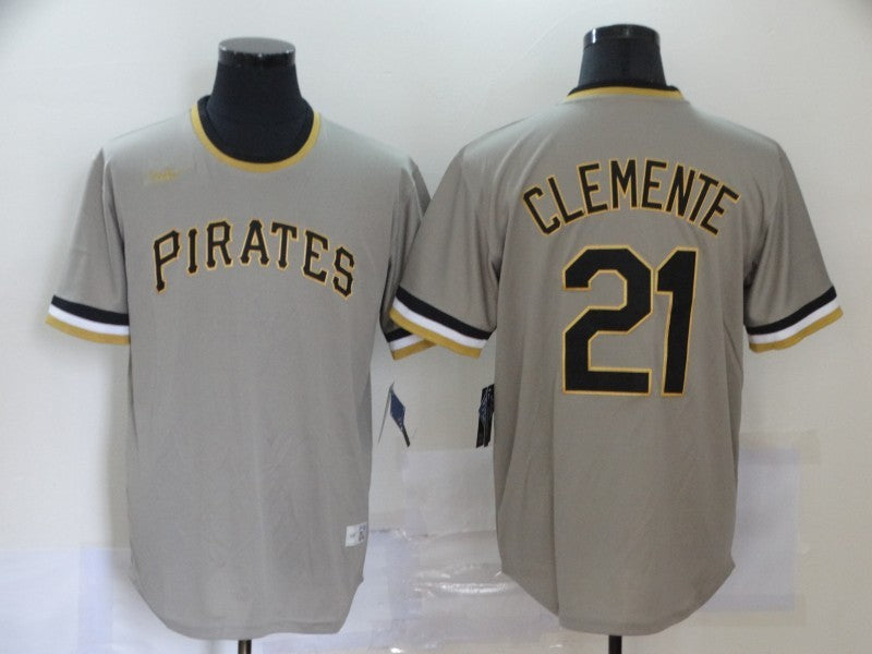 Men's Pittsburgh Pirates Roberto Clemente #21 Gray Road Cooperstown Collection Player Jerseys