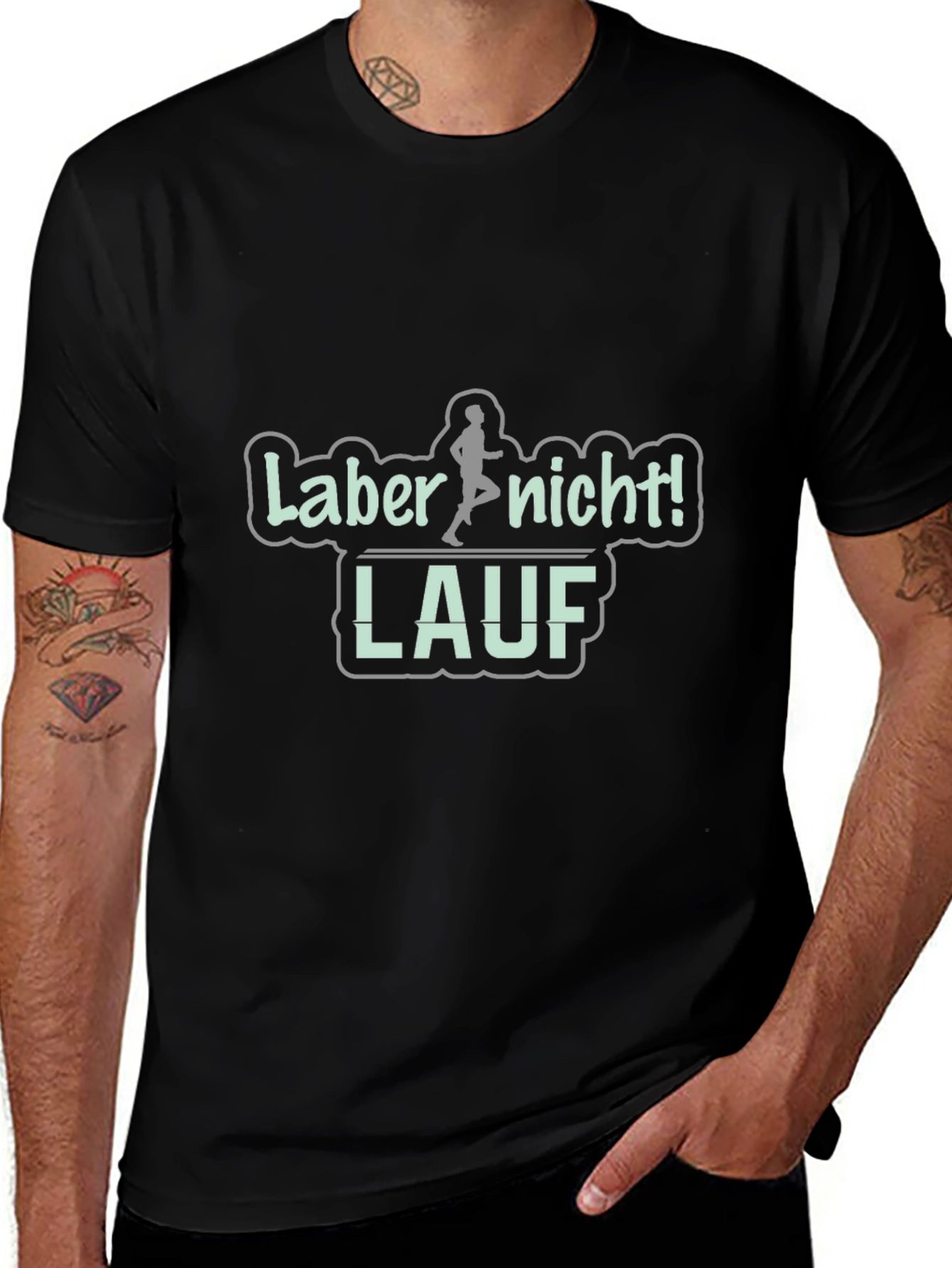 Black T-Shirt - Funny Runner Graphic