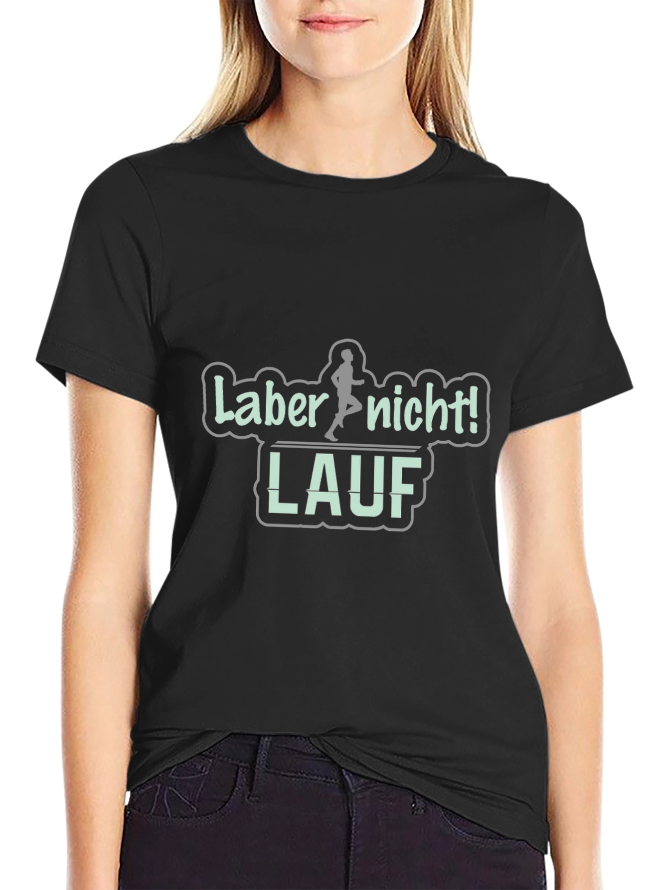 Black T-Shirt - Funny Runner Graphic