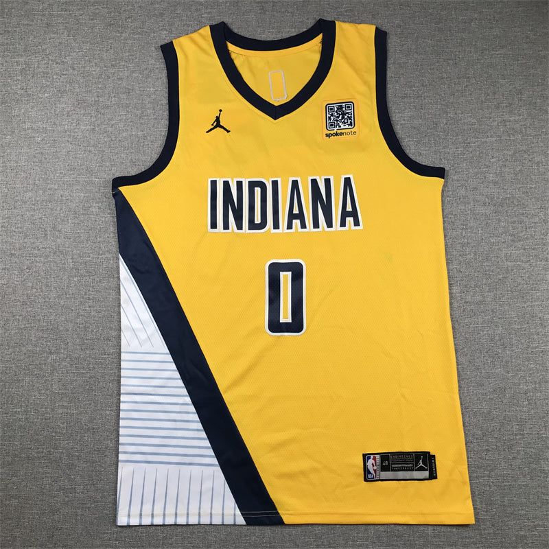 Men's Indiana Pacers Tyrese Haliburton #0 Gold Swingman Jerseys - Statement Edition