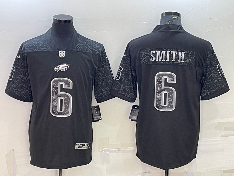 Men's Philadelphia Eagles DeVonta Smith #6 Black RFLCTV Limited Jerseys