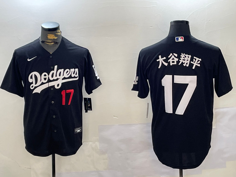 Men's Los Angeles Dodgers Shohei Ohtani #17 Black Team Game Jerseys