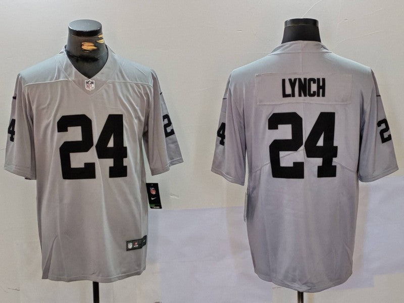 Men's Las Vegas Raiders Marshawn Lynch #24 Gray Player Game Jerseys