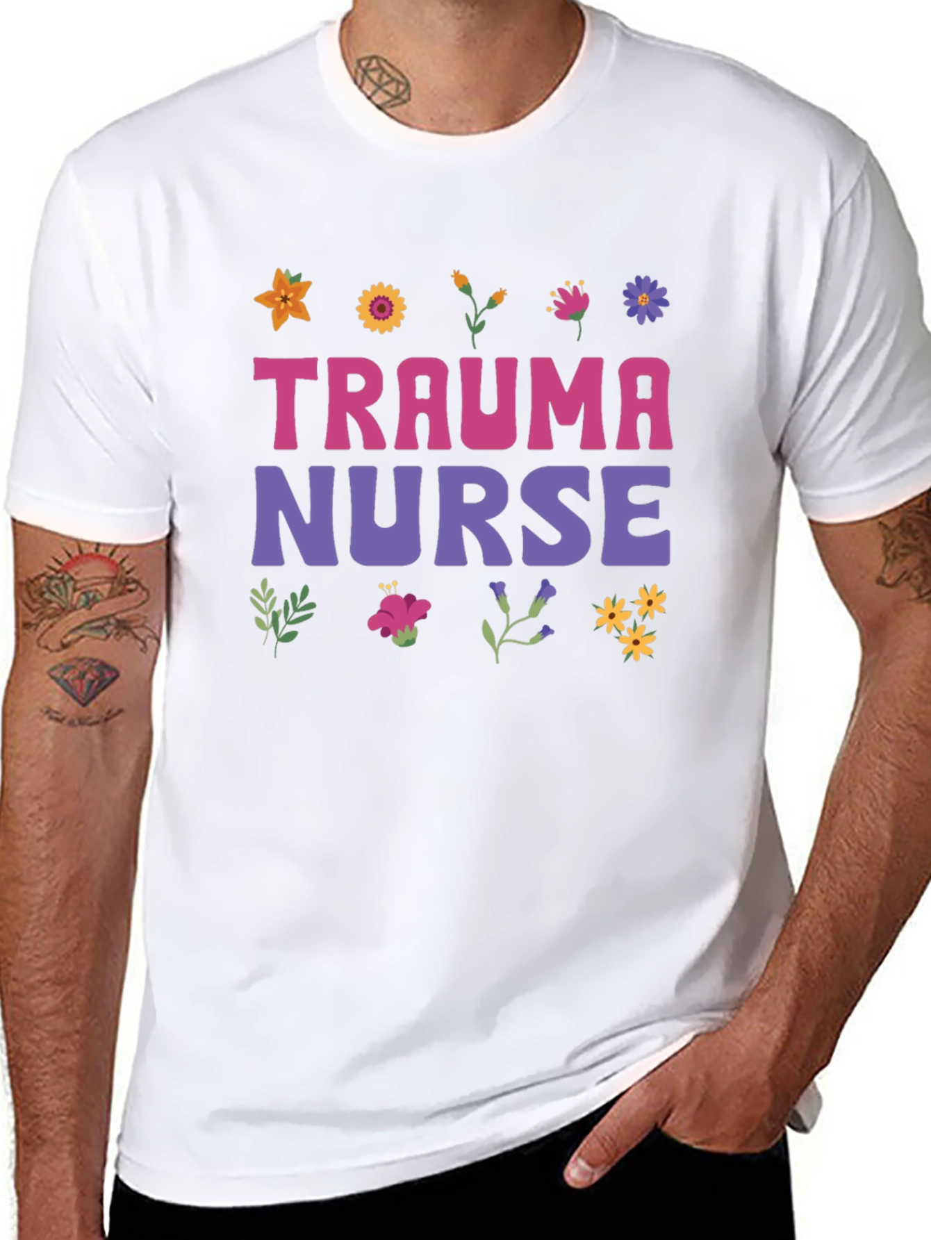 Trauma Nurse Floral Graphic Tee