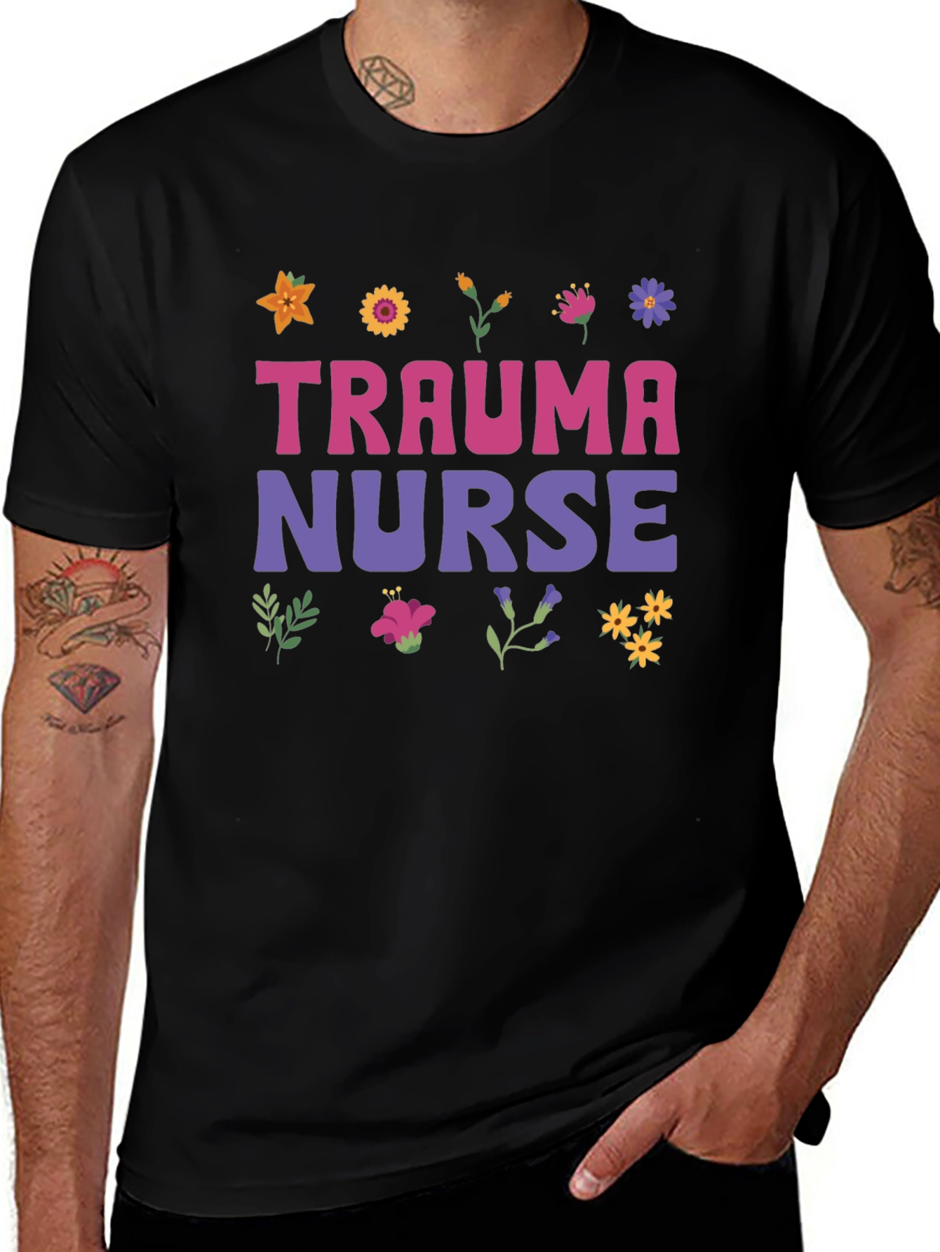 Trauma Nurse Floral Graphic Tee