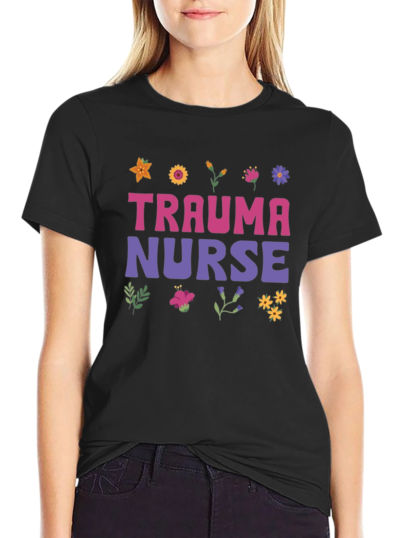 Trauma Nurse Floral Graphic Tee