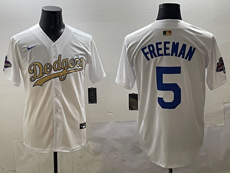 Men's Los Angeles Dodgers Freddie Freeman #5 White Alternate Game Jerseys