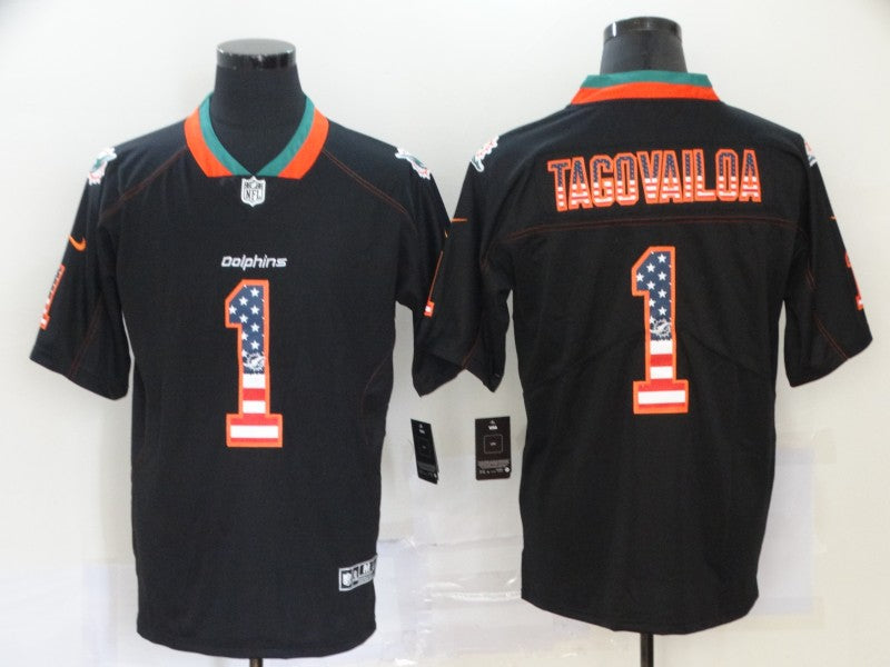 Men's Miami Dolphins Tua Tagovailoa #1 Black Alternate Game Jerseys