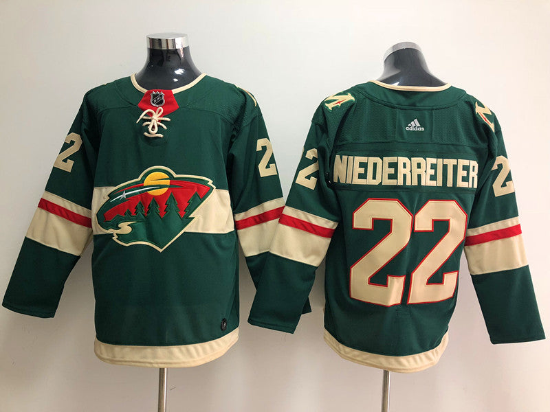 Men's Minnesota Wild Nino Niederreiter #22 Green Home Breakaway Player Jerseys