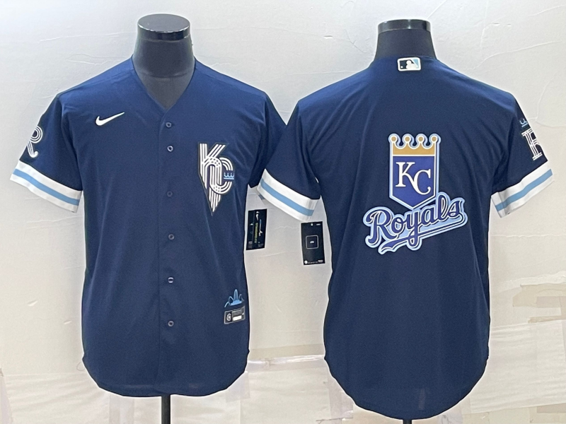 Men's Kansas City Royals Navy Alternate Replica Team Logo Jerseys