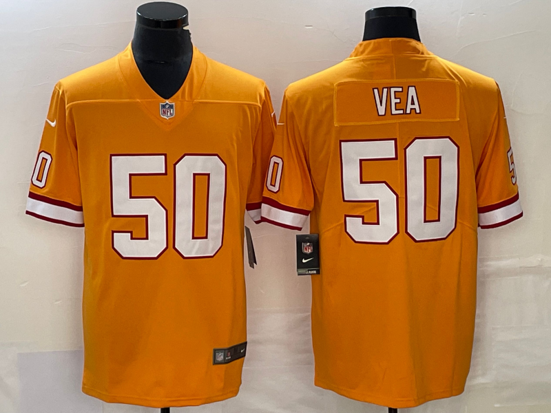 Men's Tampa Bay Buccaneers Vita Vea #50 Orange Throwback Game Jerseys