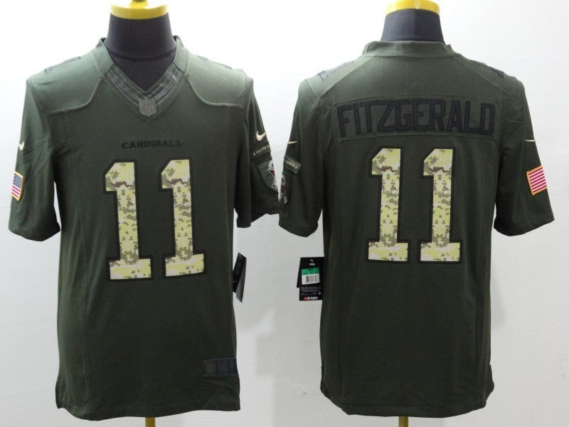 Men's Arizona Cardinals Larry Fitzgerald #11 Army Green Game Jerseys