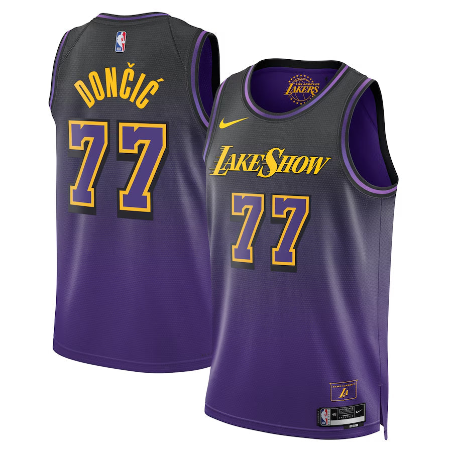 Los Angeles Lakers Nike City Edition Swingman Jersey 2024 - Purple - Luka Don��i��