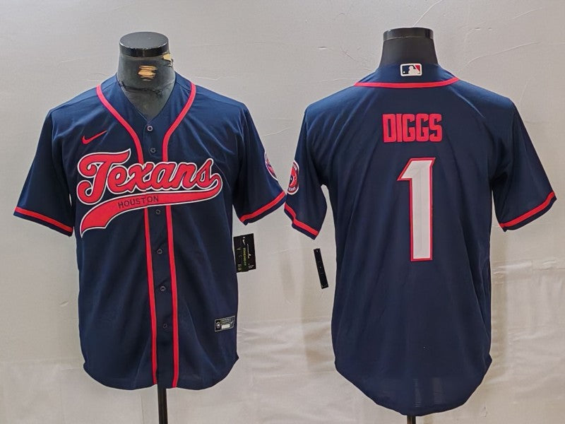 Men's Houston Texans Stefon Diggs #1 Navy Player Jerseys