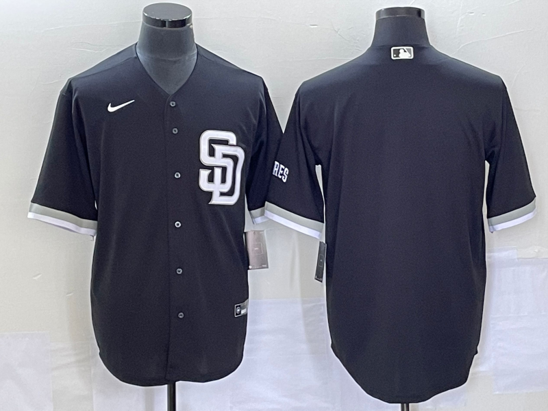 Men's San Diego Padres Black Replica Blank Jerseys
