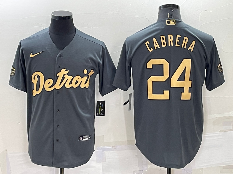 Men's Detroit Tigers Miguel Cabrera #24 Gray Stitched Jerseys