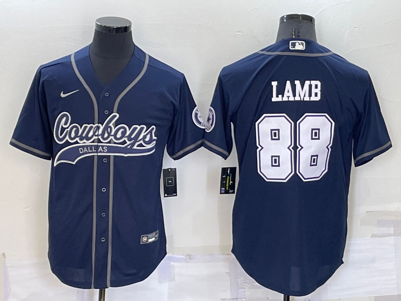 Men's Dallas Cowboys CeeDee Lamb #88 Navy Game Jerseys Joint Edition