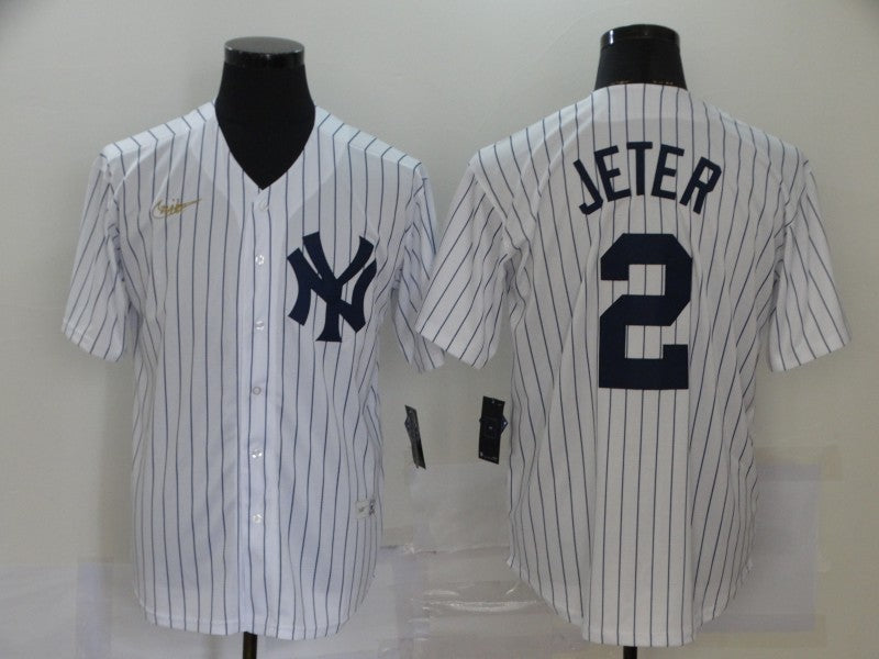 Men's New York Yankees Derek Jeter #2 White Player Jerseys