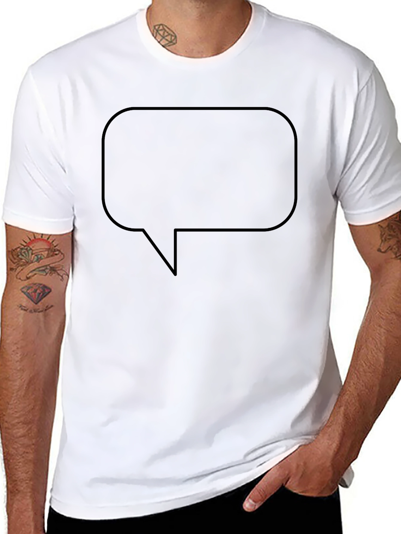 Mens Black T-Shirt with Speech Bubble Graphic