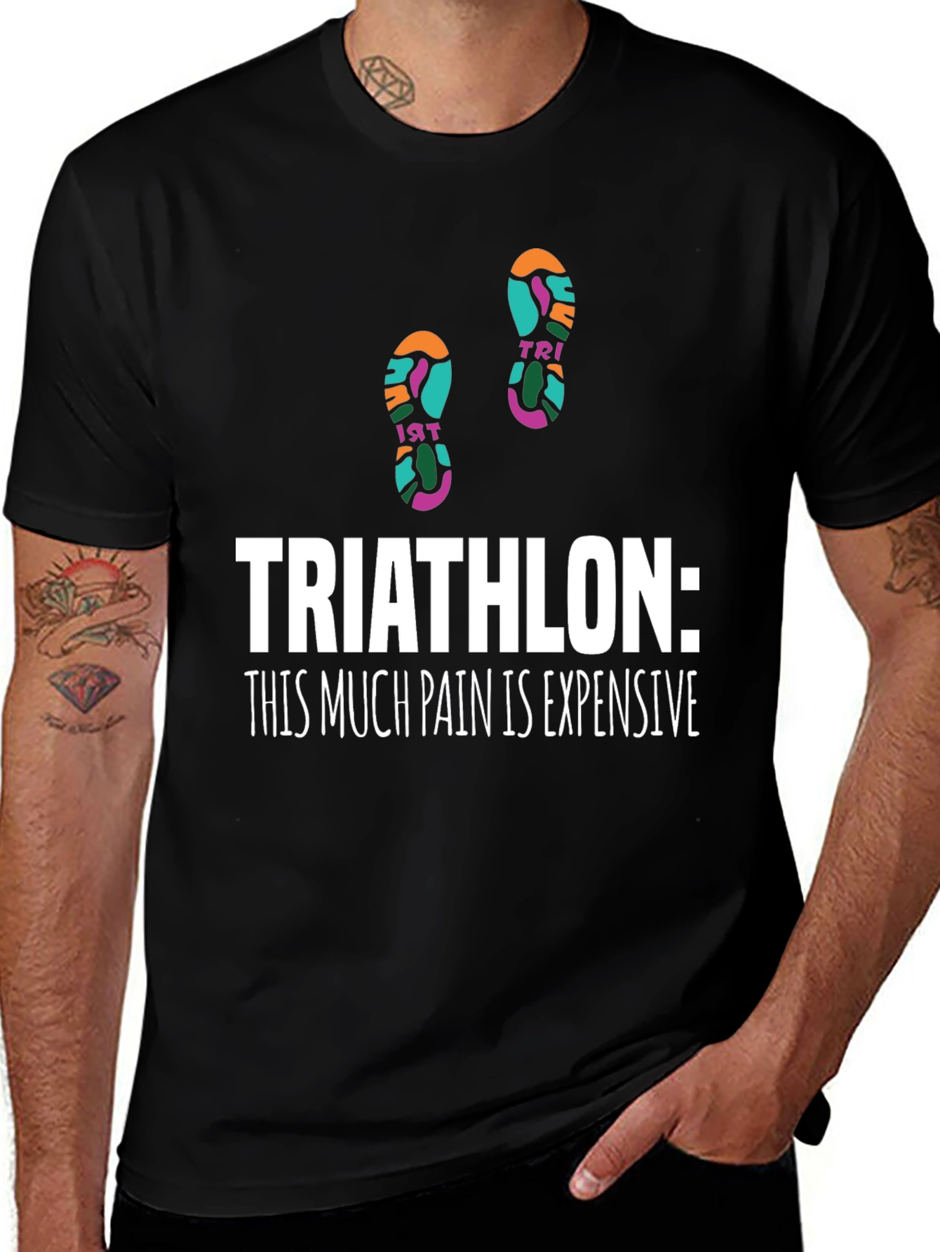 Triathlon Pain Funny Graphic Tee