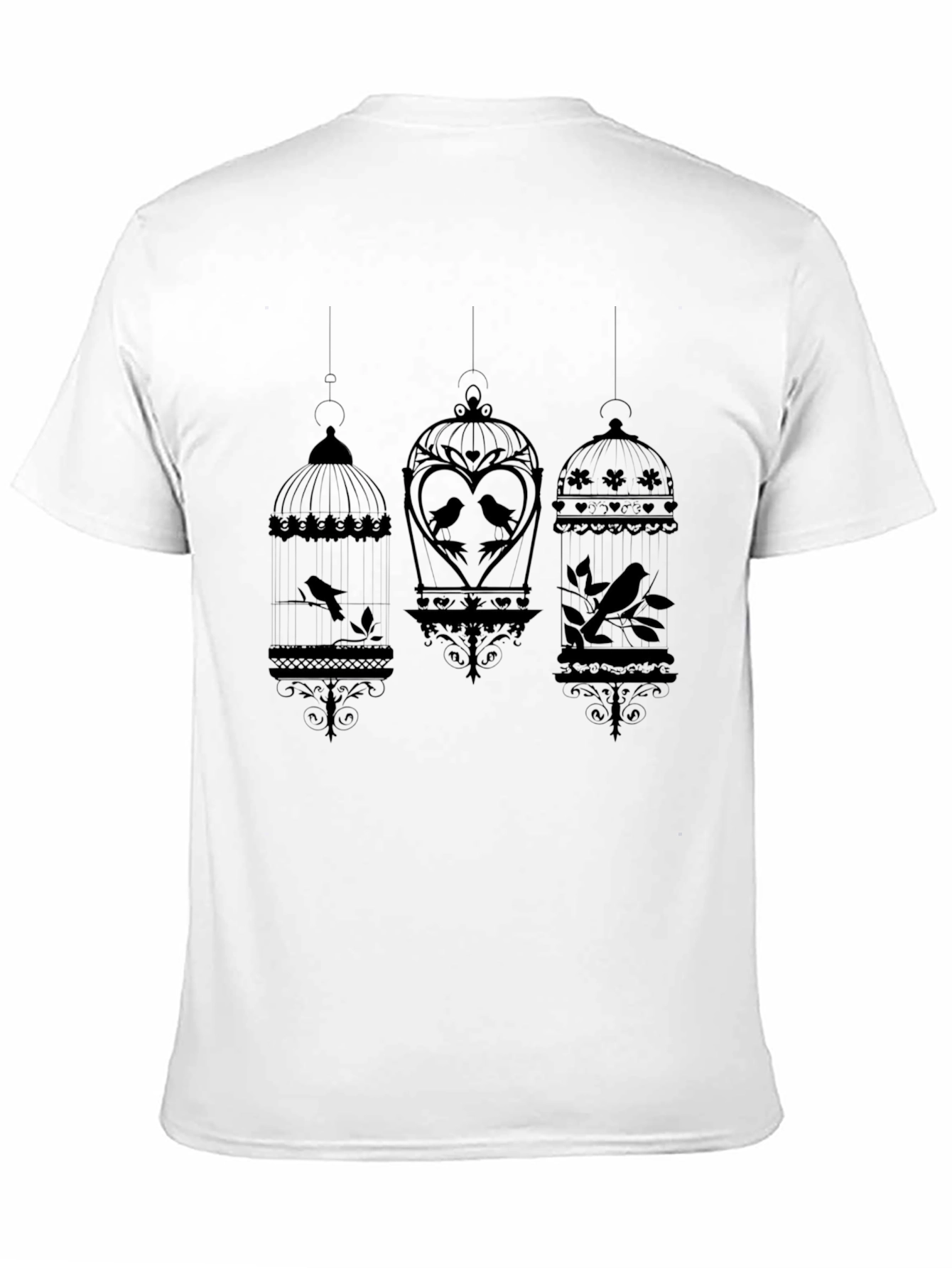 Birdcage Graphic Print T-Shirt - Black