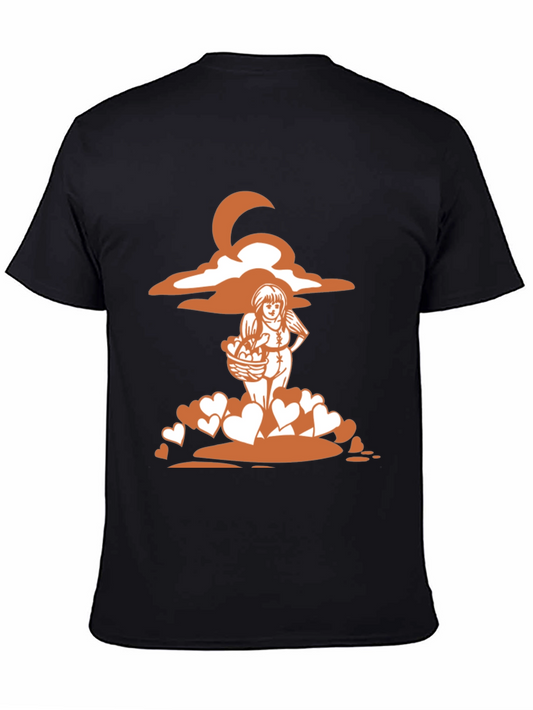 Graphic Print Tee - Cupid Hearts Moon Love Shirt