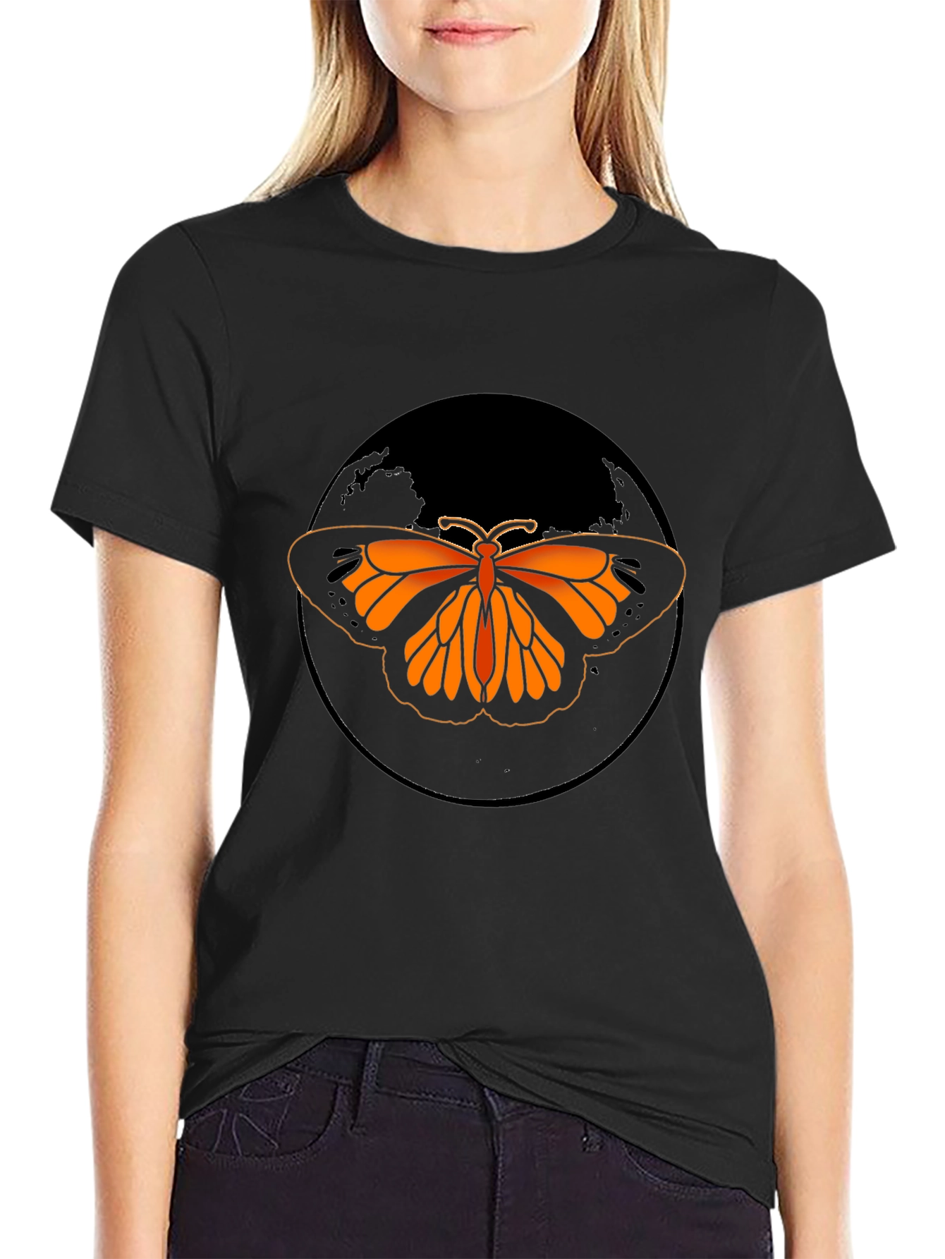Butterfly Graphic Tee - Black Casual T-Shirt