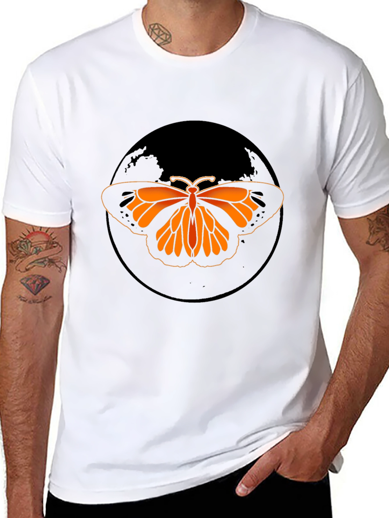 Butterfly Graphic Tee - Black Casual T-Shirt
