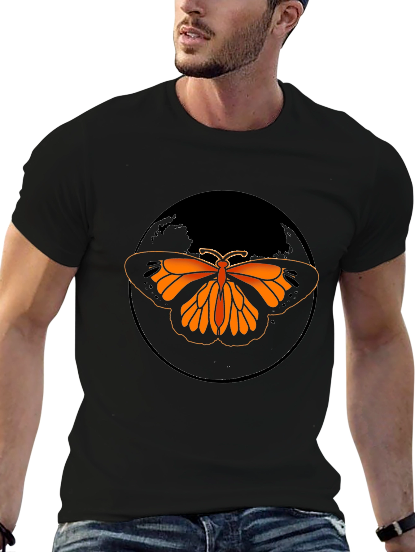 Butterfly Graphic Tee - Black Casual T-Shirt