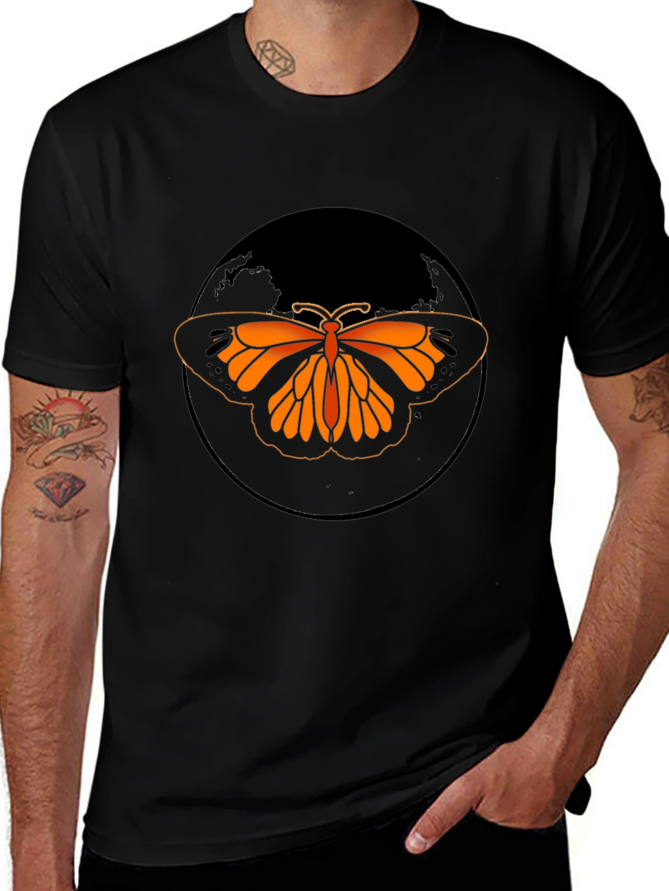 Butterfly Graphic Tee - Black Casual T-Shirt