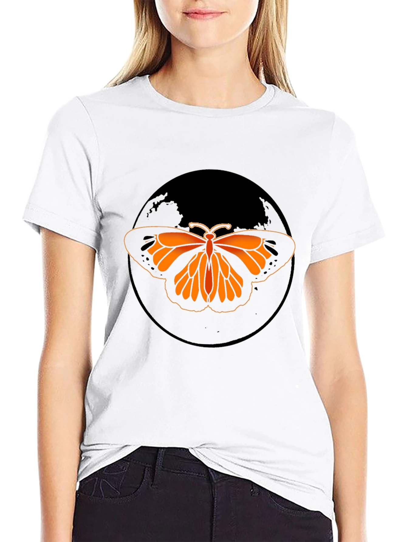 Butterfly Graphic Tee - Black Casual T-Shirt