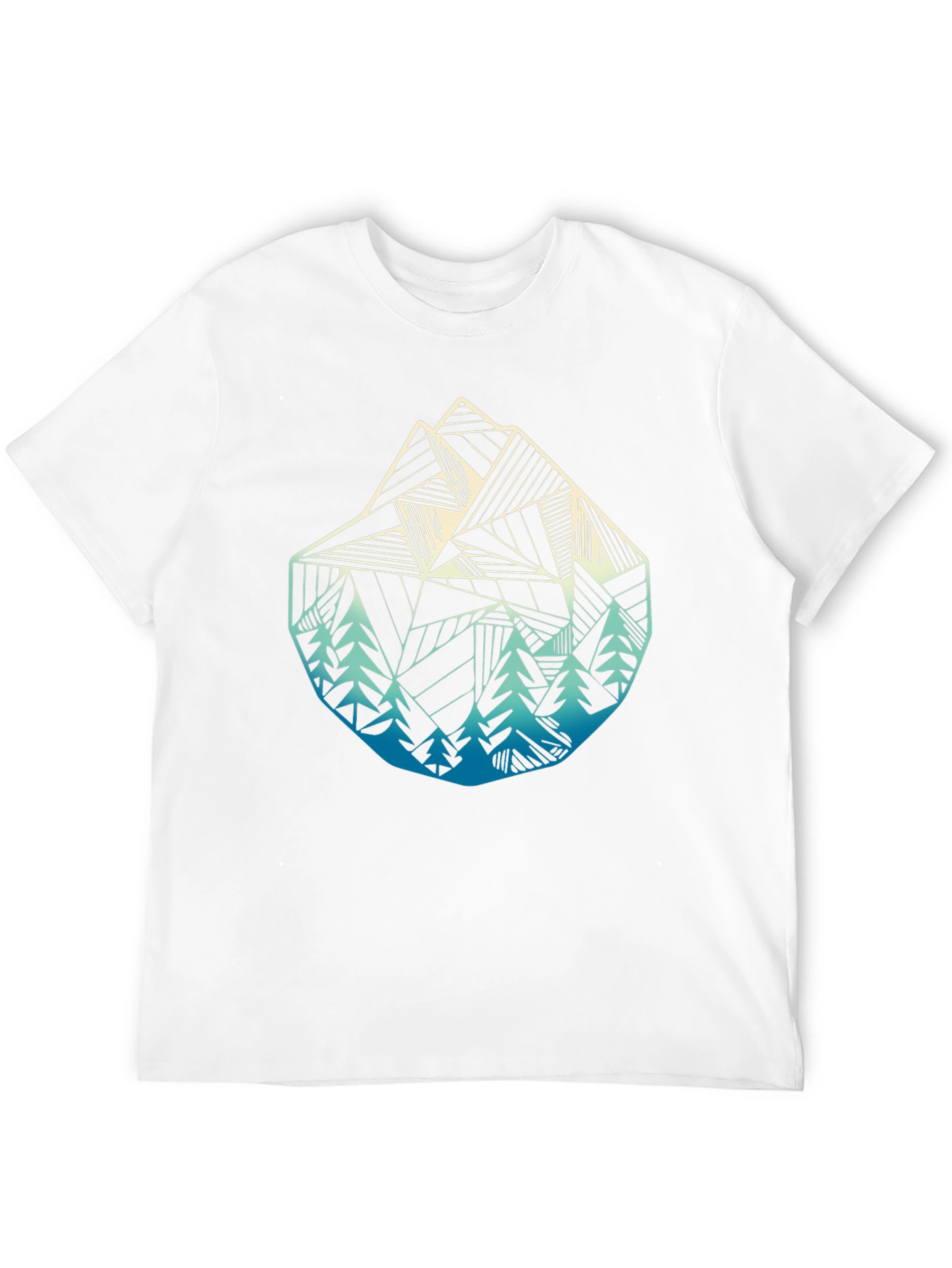 Geometric Mountain & Trees Graphic Tee - Black