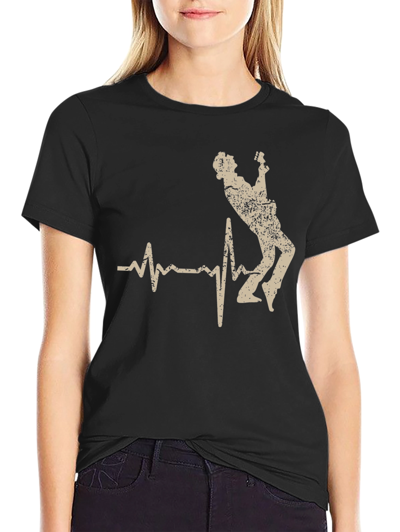 Guitarist Heartbeat Graphic Tee - Rocker Style