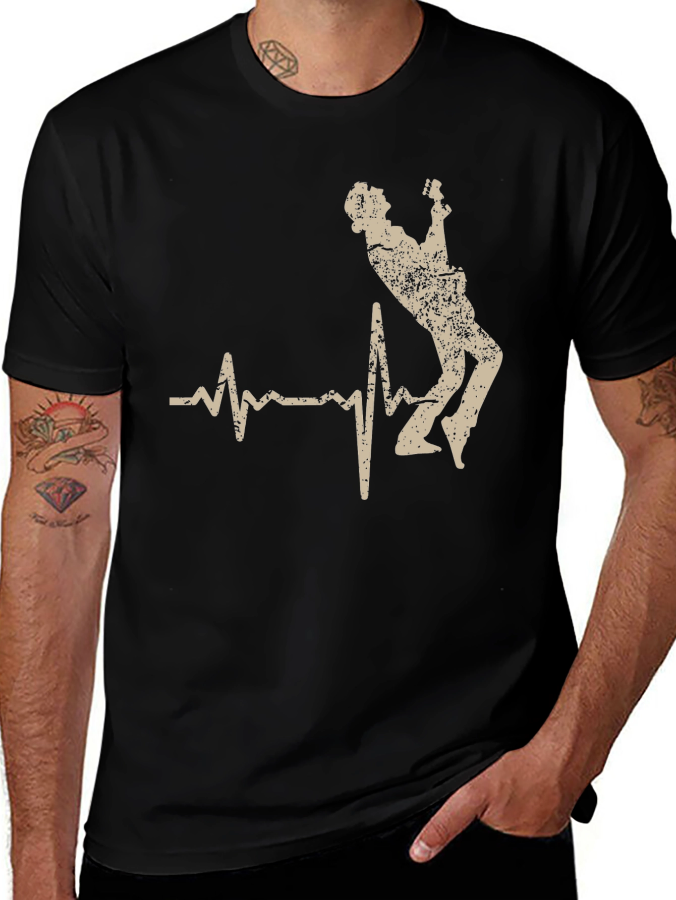 Guitarist Heartbeat Graphic Tee - Rocker Style