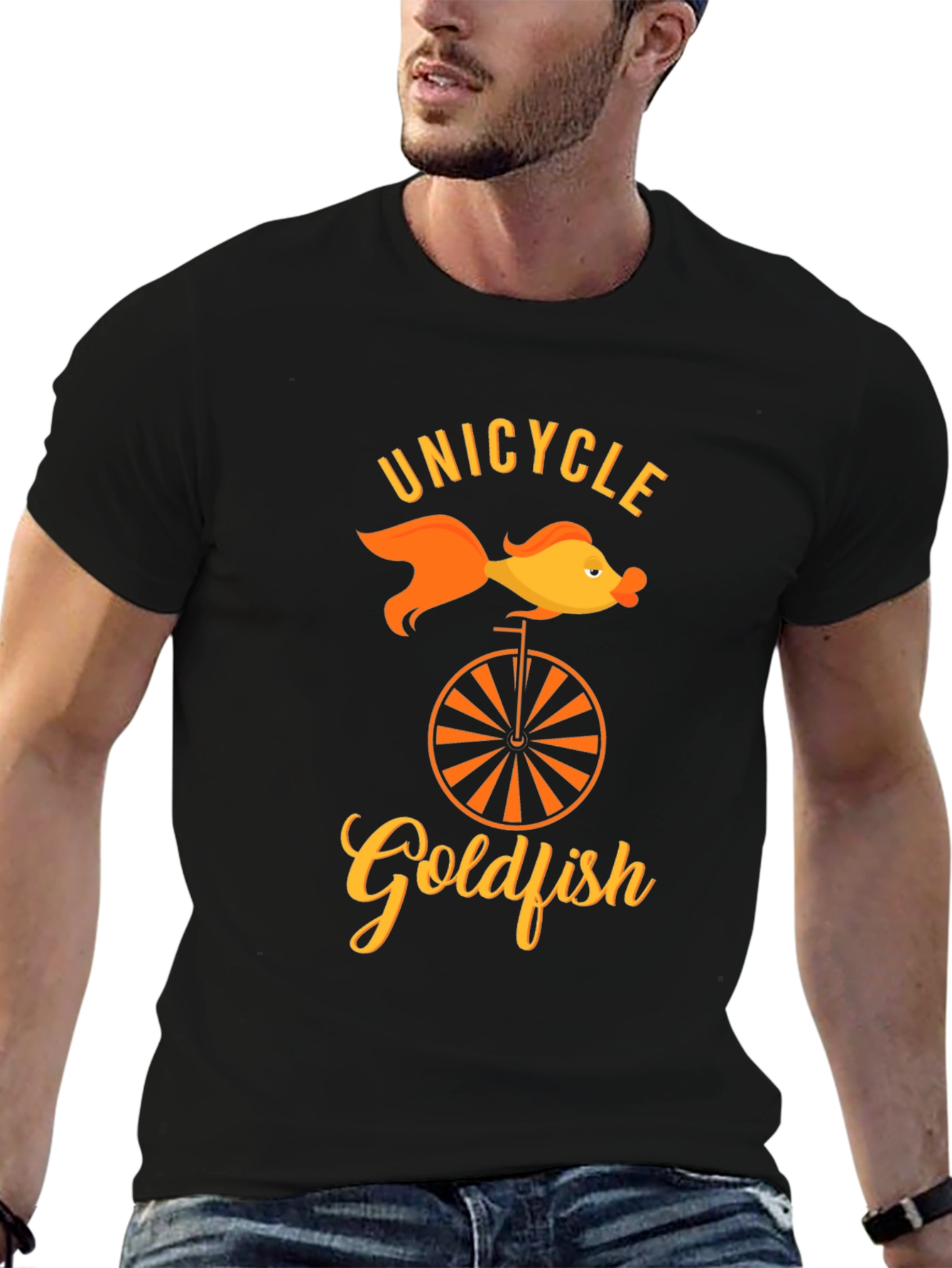 Unicycle Goldfish Graphic Tee - Unique Humor T-Shirt