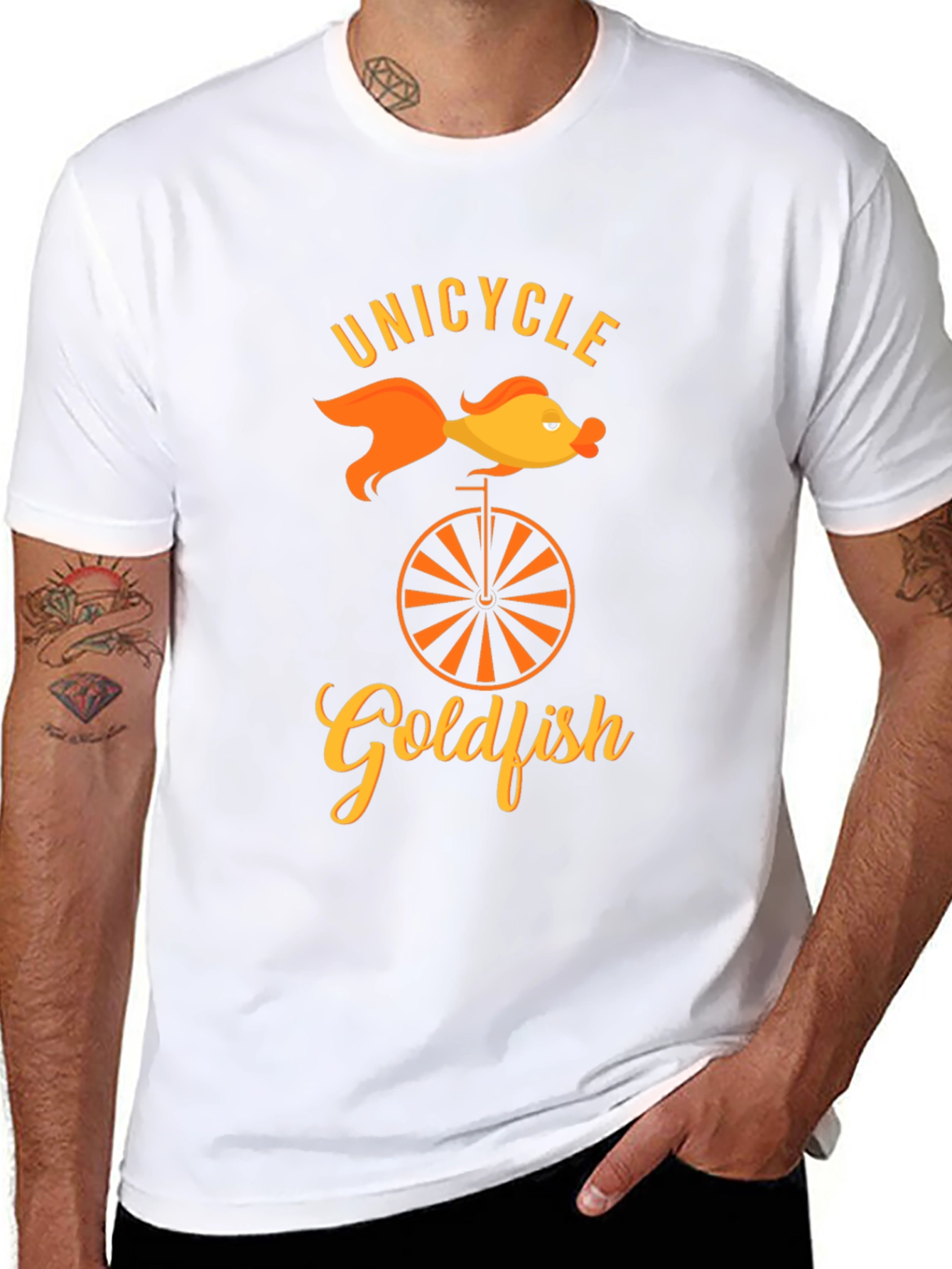 Unicycle Goldfish Graphic Tee - Unique Humor T-Shirt