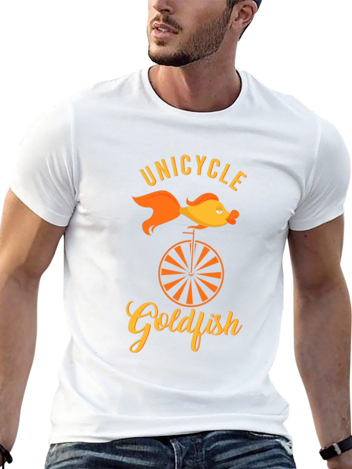 Unicycle Goldfish Graphic Tee - Unique Humor T-Shirt